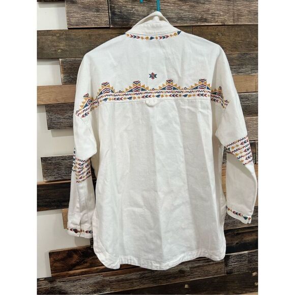 PEACE N' LOVE embroidery snap shacket sz S/M - Picture 2 of 6